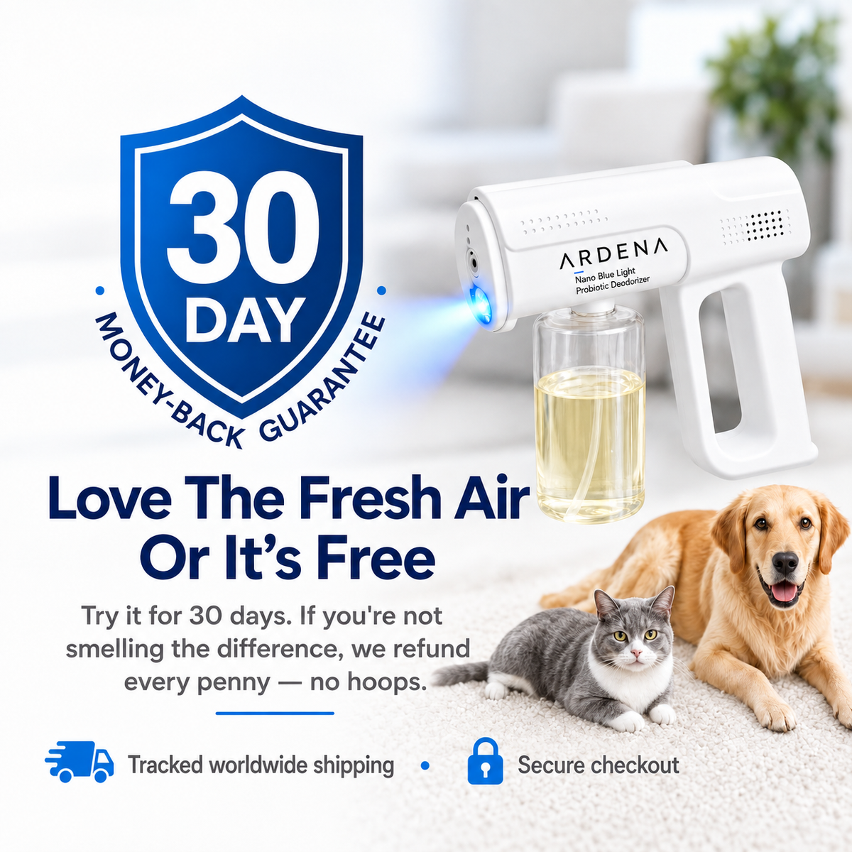 Ardena Nano Blue-Light Probiotic Pet Deodorizer — Ends Odor at the Source